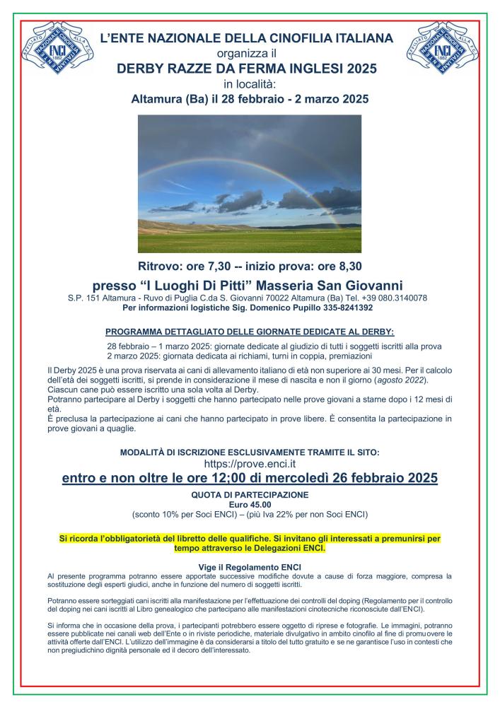 Clicca sull'immagine per ingrandirla. 

Nome:   PROGRAMMA DERBY PER LE RAZZE DA FERMA INGLESI 2025.jpg 
Visite: 68 
Dimensione: 128.6 KB 
ID: 2437776